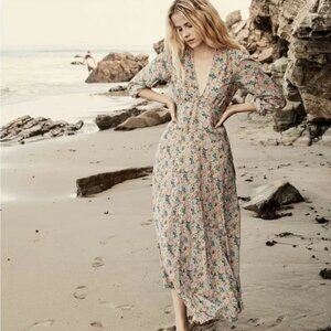 DÔEN Charleston Dress in Blueberry Field Floral Maxi Size M